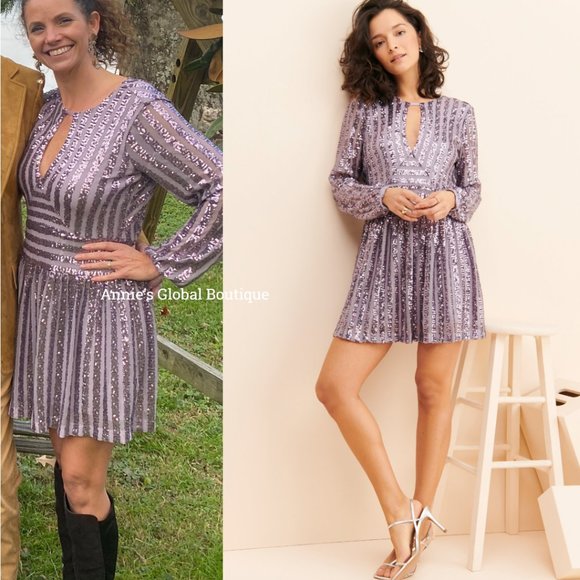 NWT ANTHROPOLOGIE Sequined Open-Back Mini Dress. Size 6 - Picture 10 of 16